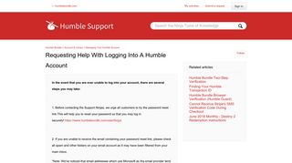 Requesting Help With Logging Into A Humble Account – Humble Bundle