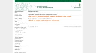 Online application for an Alexander von Humboldt Foundation fellowship