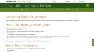 Activating Your HSU Account | Information Technology Services