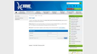 Hume City Council - User Login