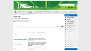Hume Libraries - Online Library