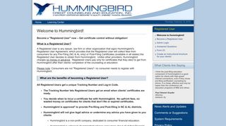 Registered User - Hummingbird Credit Counseling and Education