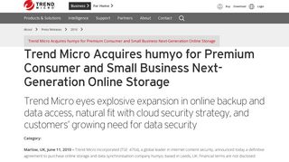 Trend Micro Acquires humyo for Premium Consumer and Small ...