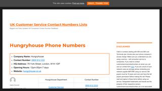 Hungryhouse Phone Numbers - UK Customer Service Contact ...