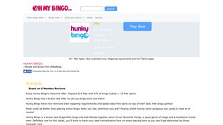 Hunky Bingo | 700% Bonus Plus 10 FREE Spins | OhMyBingo