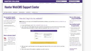 How do I log in to my website? — Hunter College