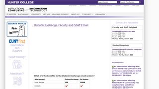 Outlook Exchange-Faculty and Staff Email — Hunter College