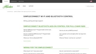 SIMPLEconnect Wi-Fi and Bluetooth Control – Hunter Fan