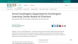 Anne Huntington Appointed to Huntington Learning Center Board of ...