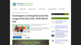 Huntington Limiting Rewards Site Usage Until July 27th, 2018? [Back ...