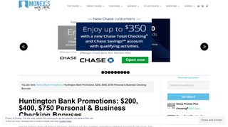 Huntington Bank Promotions: $200, $400, $750 Personal & Business ...