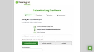 Huntington National Bank - Step 1 Verify Account Information
