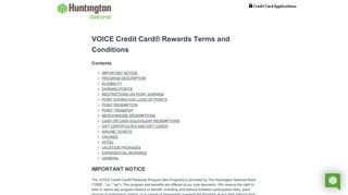 VOICE Credit Card® Rewards Terms and ... - Huntington Online Banking