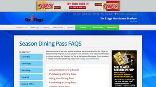 Season Dining Pass FAQS | Hurricane Harbor (Jackson, NJ) - La Ronde