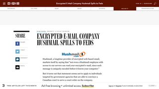 Encrypted E-Mail Company Hushmail Spills to Feds | WIRED