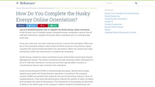 How Do You Complete the Husky Energy Online Orientation ...