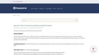 Husqvarna FAQ : Warranty - What is the Husqvarna warranty coverage ...