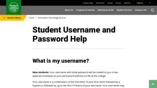 Student Username and Password Help | HVCC