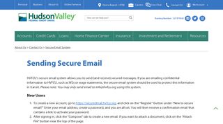 Sending Secure Email to HVFCU | Hudson Valley Federal Credit Union
