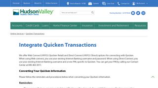 Quicken Transactions - Hudson Valley Federal Credit Union