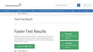 View Test Results | MyHealth | Spectrum Health