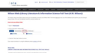 Wilson Web - Ontario Library Association