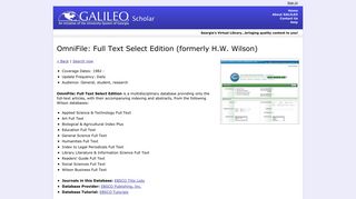 OmniFile: Full Text Select Edition (formerly H.W. Wilson)