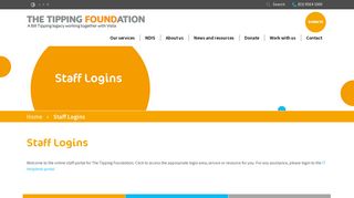 Staff logins - Tipping staff | The Tipping Foundation