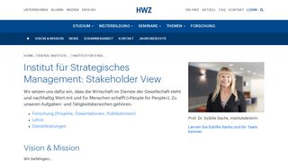 Institut für Strategisches Management: Stakeholder View - HWZ