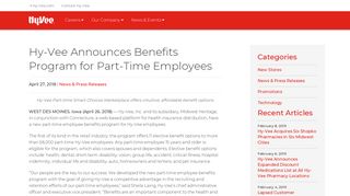 Hy-Vee Announces Benefits Program for Part-Time Employees ...