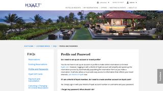 Profile and Passwords - Customer Service - Hyatt