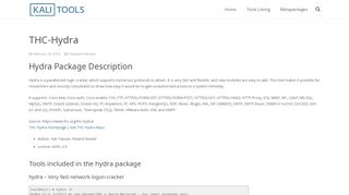 THC-Hydra | Penetration Testing Tools - Kali Tools - Kali Linux