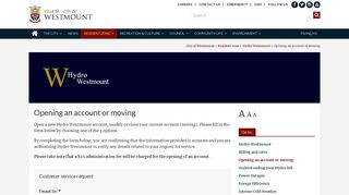 Opening an account or moving | City of Westmount