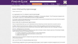 Q & A: 97022 and Dry Hydromassage - Find-A-Code Articles