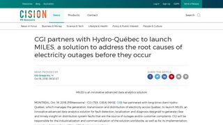 CGI partners with Hydro-Québec to launch MILES, a solution to ...