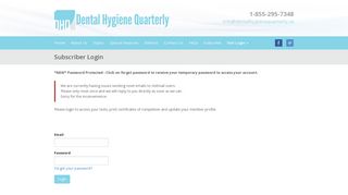 Subscriber Login - dentalhygienequarterly.ca