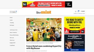 Future Retail seen combining HyperCity with Big Bazaar - Livemint