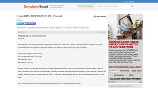 HyperCITY DISCOVERY CLUB card Complaints