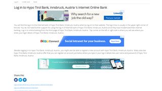 Log in to Hypo Tirol Bank, Innsbruck, Austria 's Internet Online Bank ...