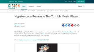 Hypster.com Revamps The Tumblr Music Player - PR Newswire