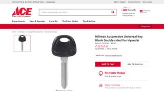 HILLMAN Automotive Universal Key Blank Double sided For Hyundai ...