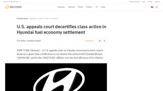U.S. appeals court decertifies class action in Hyundai fuel economy ...