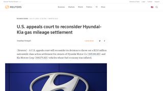 U.S. appeals court to reconsider Hyundai-Kia gas mileage settlement ...