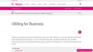 I-Billing for Business | T-Mobile Support