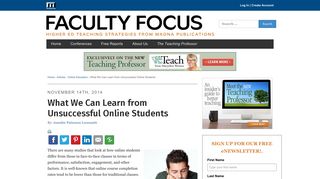 What We Can Learn from Unsuccessful Online Students - Faculty Focus