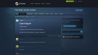 Can't log in :: The Elder Scrolls Online English - Steam Community