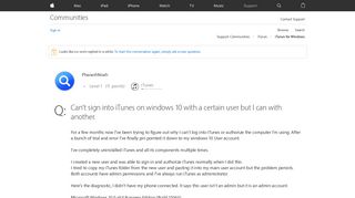 Can't sign into iTunes on windows 10 with… - Apple Community