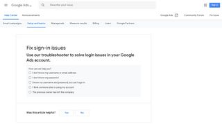 Fix sign-in issues - Google Ads Help - Google Support