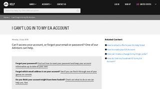 I can't log in to my EA Account - EA Help