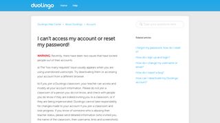 I can't access my account or reset my password! – Duolingo Help Center